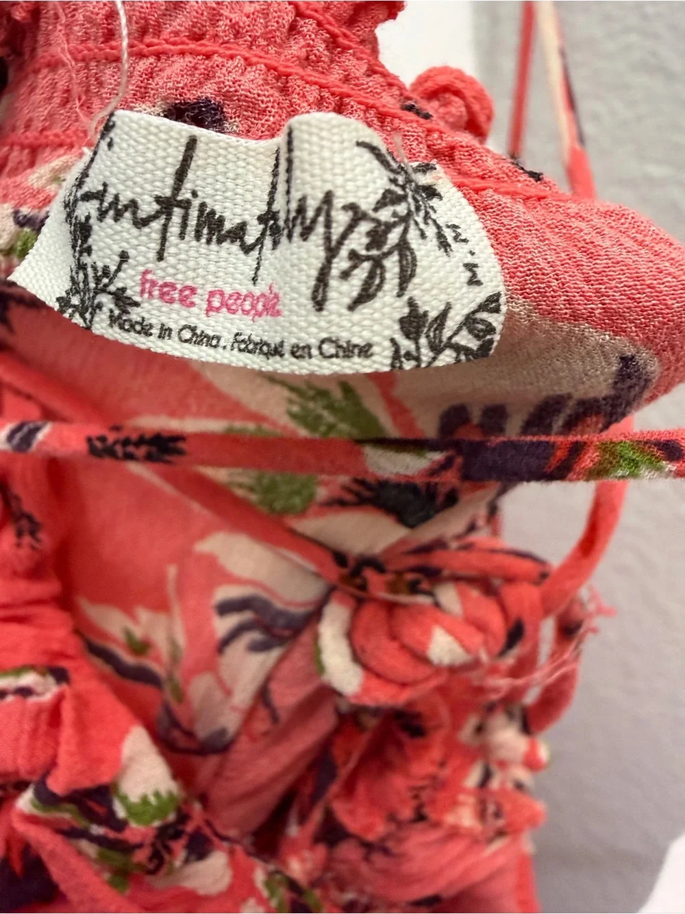 Free people Jolene Floral Spaghetti-Strap Coral Dress